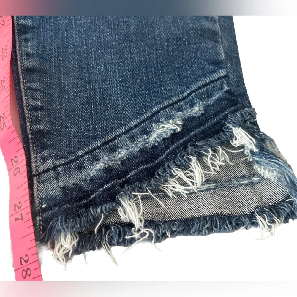 PAIGE Verdugo Ankle Jeans Womens 27 Dark Wash Skinny Raw Hem Distressed Stretch